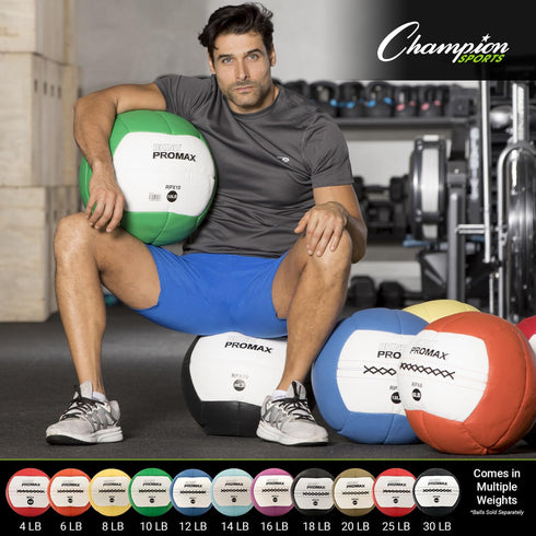 Champion Sports Rhino Promax Wall Balls - Soft Shell Non-Slip Grip for Weightlifting, Plyometrics, Cross Training