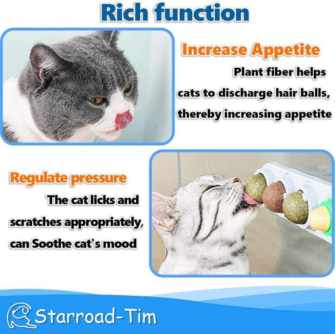 Catnip Balls Catnip Toy for Cats, Rotatable Edible Balls for Healthy Self-Adhesive Catnip