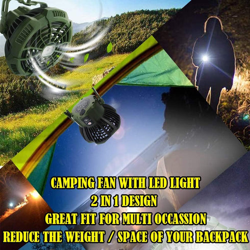 7800mAh AYAMAYA Rechargeable Camping Tent Fan with LED Light, Remote Control, Portable Camping Lantern Fan USB Desk