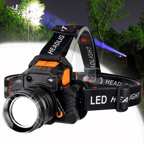 Rechargeable Headlamp with Motion Sensor - 2000 Lumens USB Rechargeable Hiking Headlamp with Power Bank Function