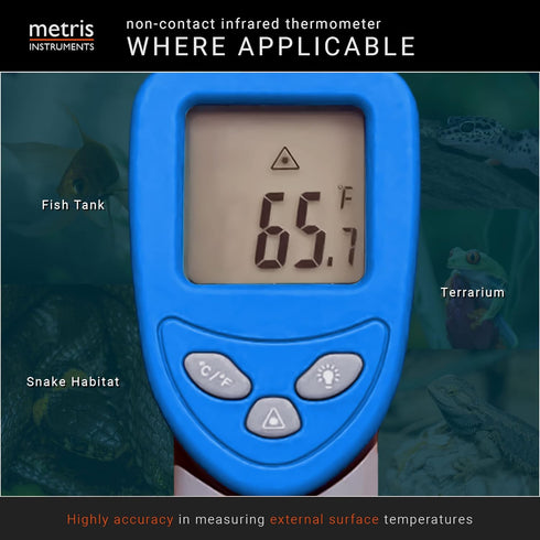 Metris Digital Non Contact Infrared Laser Thermometer, Temp Gun for Aquarium and Terrarium Accessories