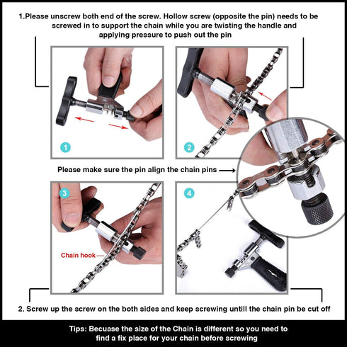 Oumers Universal Bike Chain Tool Kit, Chain Breaker & Installer for Road & Mountain Bicycles, Repair Kit