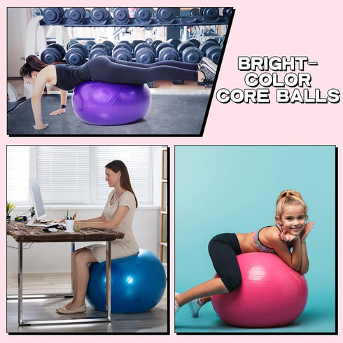 Jerify 3 Pcs Inflatable Yoga Ball for Pregnancy and Pilates with Pump and Plug for Fitness Stability Balance