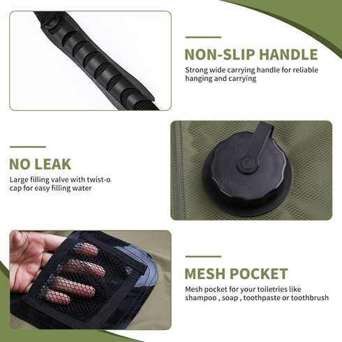 Solar Portable Shower Bag, 5 Gal/20L Camping Shower Bag with Removable Hose & On-Off Switchable Shower Head for Outdoor