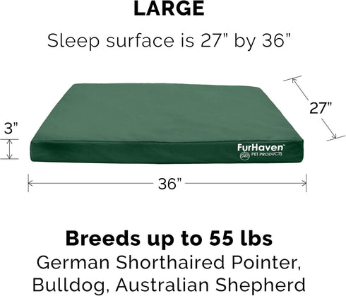 Furhaven Replacement Dog Bed Cover, Water-Resistant Oxford Polycanvas Mattress, Washable Indoor/Outdoor, Large, Forest