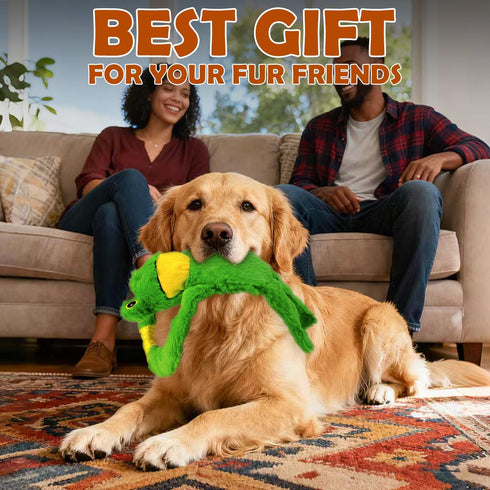 5-Pack No Stuffing Dog Toys, Squeaky Plush with Crinkle to Keep Them Busy, Pull-tab Toys for Tug of War, Animal Shaped