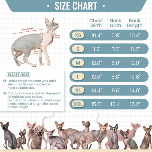 DENTRUN Sphynx Hairless Cats Pullover Shirt, Breathable Turtleneck Sweater, Adorable Cat Clothes Vest Pajamas