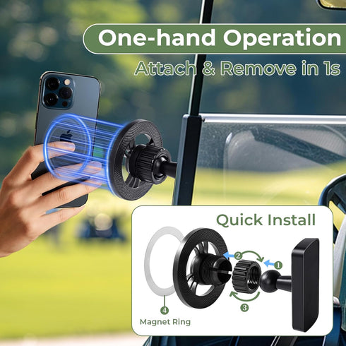 Criamolo 1217, Premium Alloy Magnetic Golf Cart Phone Holder for iPhone MagSafe Compatible, Universal EZGO/Club