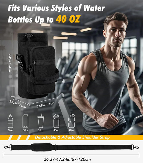 Bag,25oz/40oz/64oz 2 Nuovoware Water Bottle Carrier Bottle Pouch Holder,Adjustable Shoulder Hand Strap Pocket Sling