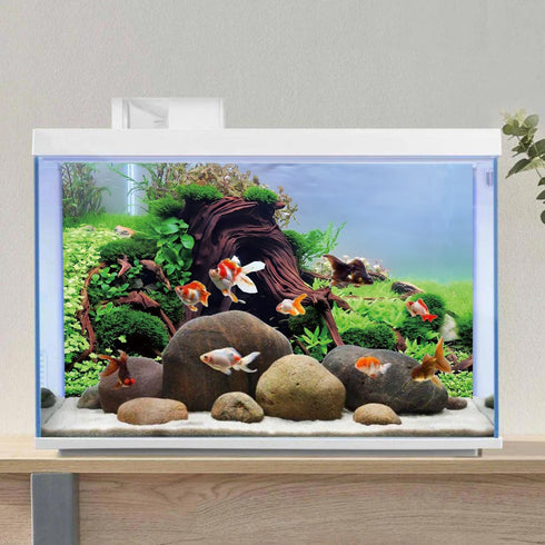 AWERT 36x24 inches Wood Aquarium Background, Seaweed River Bed & Lake Fish Tank Background, Seagrass Vinyl