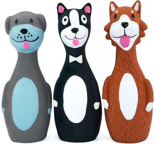 CHIWAVA 3 Pack 5.7 Inch Squeaky Latex Dog Toys, Standing Stick Interactive Play for Small Dogs