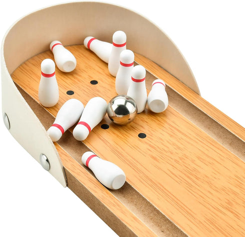 Tabletop Mini Bowling Game Set, Funny Gifts for Adults, Wooden Mini Bowling Set for Home Office Desk Toys