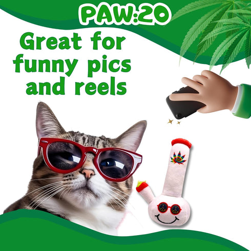 420 My Name is Lil Billie, Funny Weed Theme Catnip Toy, Cute Stuffed Parody Pot Bong, Cool Plush Novelty Gift for Pets