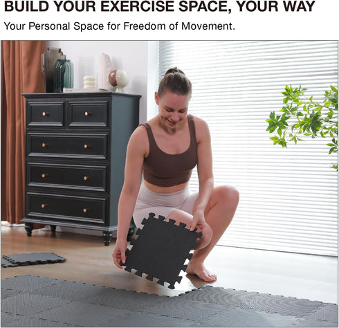 18 AIRHOP Tiles Gym Floor Mat, EVA Foam Puzzle Gym Mat, High-Density Interlocking Foam Floor Tiles for Home Gym, Play