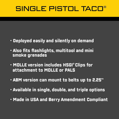High Speed Gear Single Pistol Taco Mag Pouch - Molle Compatible
