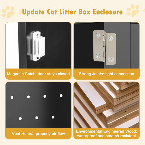 Cat Litter Box Enclosure Hidden Kitty Litter Box Furniture Indoor Cat Box Cabinet House Side Table Nightstand Washroom
