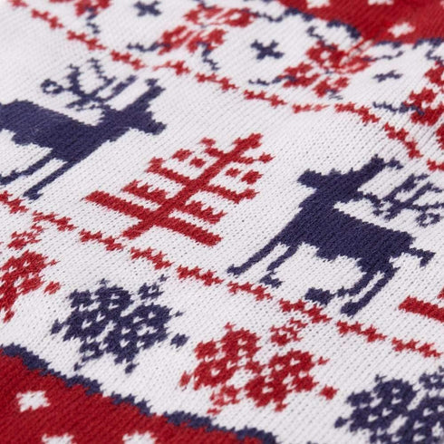 Blueberry Pet Ugly Christmas Reindeer Dog Sweater, Turtleneck Holiday Matching Clothes for Medium Dogs, Tango Red &