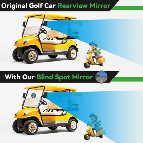 No Drilling Golf Cart Side Mirrors - HD Shatterproof Mirrors for EZGO Club Car Yamaha with Blind Spot