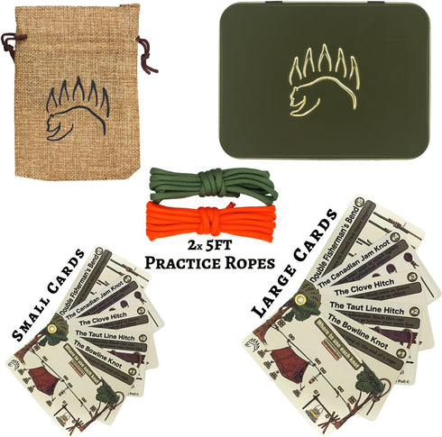 Backpacking, Knot Tying Kit | Camping & Outdoor Knots Edition - by The Bear Essentials Outdoors with Waterproof Knot