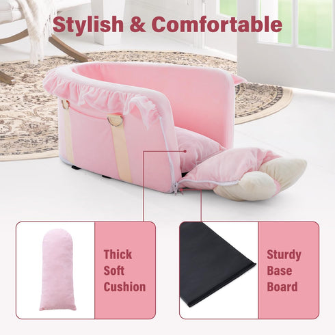 Jaoul Dog Car Seat for Small Dogs, Fully Detachable with Adjustable Straps, Comfortable Portable Booster Seat (Pink)