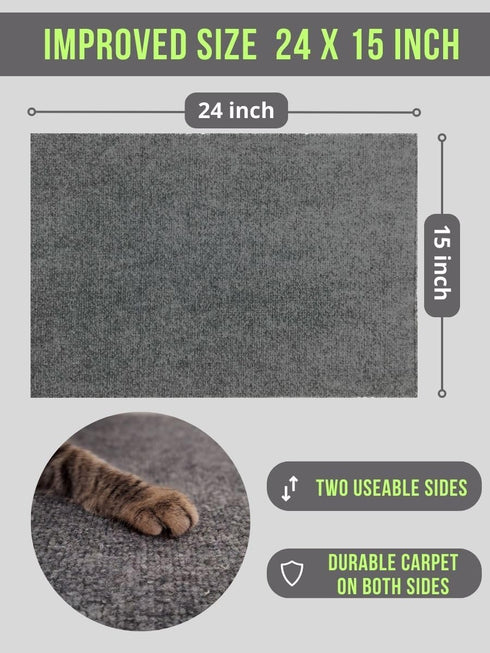 Cat Scratching Mat, 24 x 15 Inch Horizontal Floor Pad with Sticky Tapes, Protects Couch and Carpets