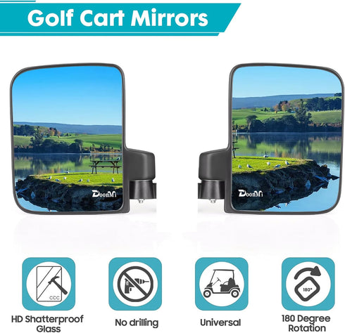 Golf Cart Mirror - No-drilling Side Rear View Mirror Compatible