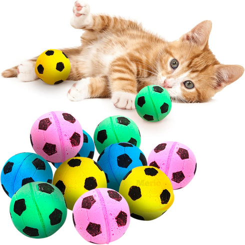 Meric CoCoo 1.5-Inch Soft Foam Cat Soccer Balls, Bouncy & Lightweight, Interactive Indoor Play Toys for Kittens & Cats,