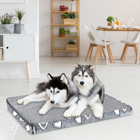 VANKEAN Dog Crate Mat Reversible Cool and Warm, Stylish Bed for Crate with Waterproof Inner Linings, Grey