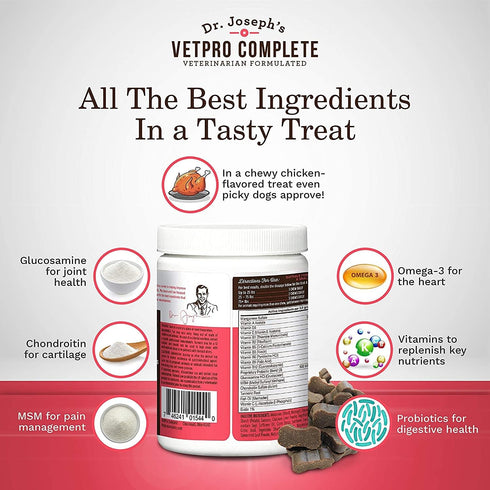 VetPro Dog Vitamins and Supplement Soft Chews with Probiotics, 120 Count, 5 in 1 Chewable Multivitamin