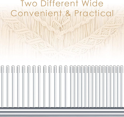 2 Pieces Macrame Comb Set - Stainless Steel Metal Combs for Dog Cat Grooming, Macrame Brush Supplies (Silver)