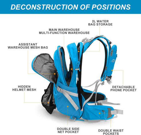 Hydration Pack, 20L Hydration Backpack with 2L Water Bladder and Rain Cover, Ideal for Cycling, Camping, Hunting