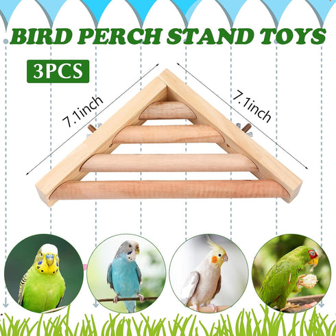 3 (7.1 7.1 Inch,Ladder) Wettarn Pcs Bird Perch Platform Bird Corner Parrot Perch Corner Wooden Stand Sector Playground