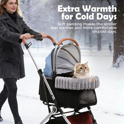 GTPLAYER Pet Stroller Mat, Plush Quilted Dog & Cat Stroller Liner Pad, Soft Flat Pad for Comfort and Stroller