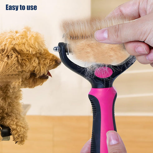 Pet Hair Removal Tool, Dematting and Deshedding Brush for Dogs and Cats, Double Sided Grooming Brush Hair Shedding Comb