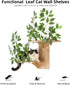 2 Meowoou Cat Wall Shelves with Leaves, Platform Cat Wall Furniture, Cat Tree Shelves, Rubber Wood Wall Perch with Mat