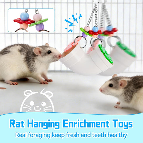 AOWPFVV Rat Enrichment Toys, Rat Foraging Toy for Various Treats, Slow Feeder Hanging Fancy Mice Cage Accessories