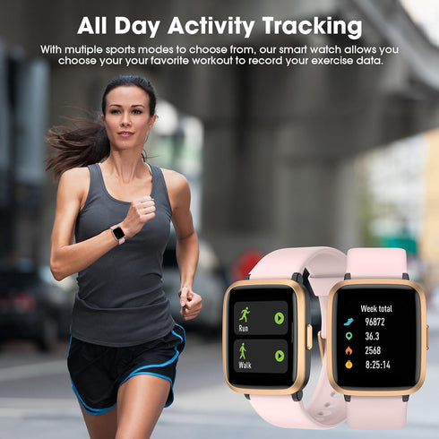 Fitness Tracker Watch with Blood Oxygen, Blood Pressure & Heart Rate Monitor - 50 Meters Waterproof Smart Watch