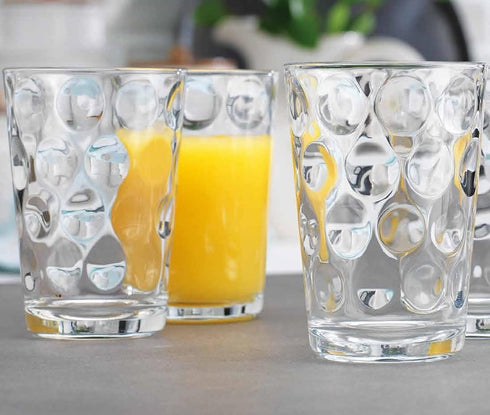 Home Essentials Set of 4 Juice Glasses, 7 oz Water Tumblers for Juice, Cocktails, Dishwasher Safe