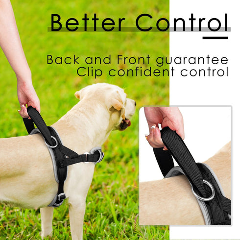 ADVENTUREMORE No Pull Dog Harness for Large Dogs - Reflective Breathable Vest with Easy Control Front Clip