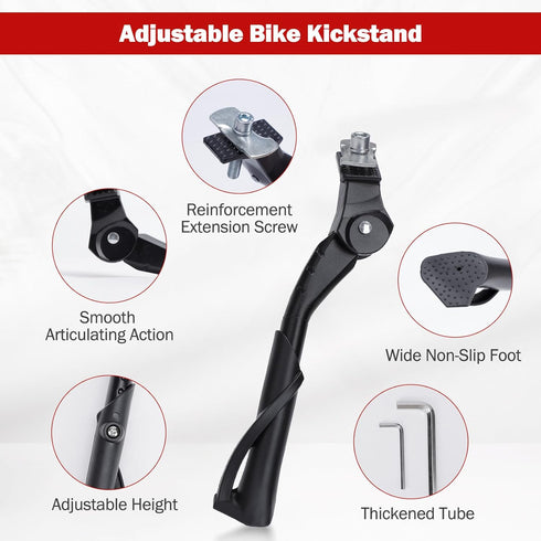 SEISSO Adjustable Bike Kickstand, Center Mount for 22/24/26 Inch Wheel Mountain and Road Bicycles