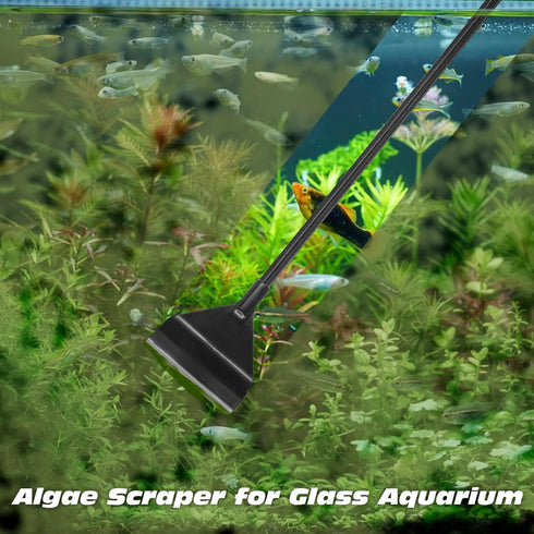 25.6inch 10 YOFOTHS Algae Scraper for Glass Aquariums Fish Tank Cleaner Tool with Blades Aluminum Alloy Long Handle