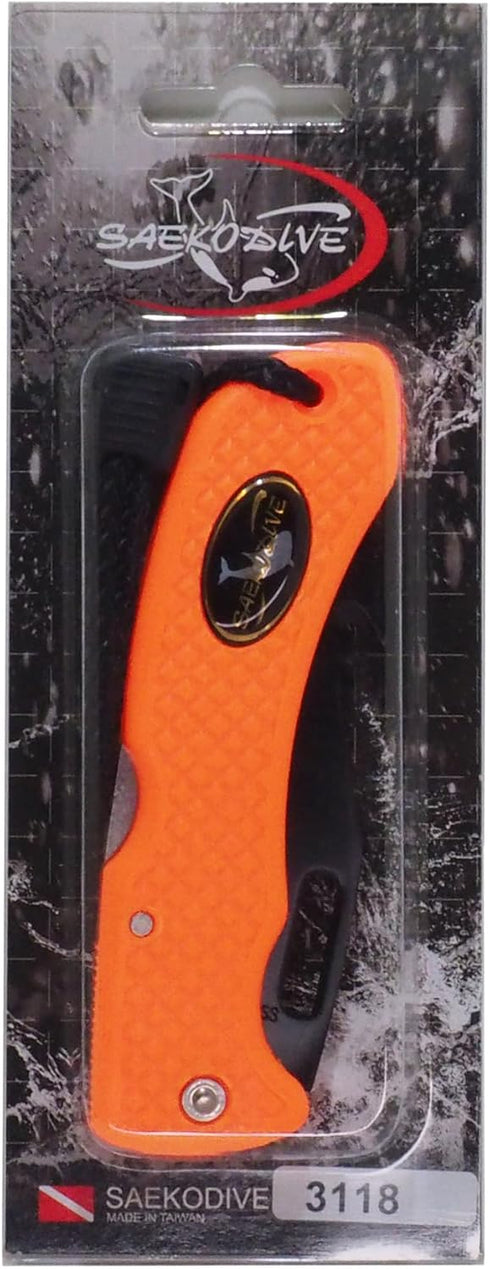 Nami Folding Knife with Wrist Lanyard, Saltwater Resistant for Scuba Diving, Fishing, Hunting, Camping (Black/Titanium)