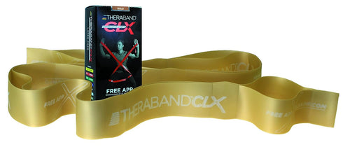 THERABAND CLX Resistance Band with Loops, Fitness Band for Home Exercise, 5 Foot Band, Gold, Max, Level 8