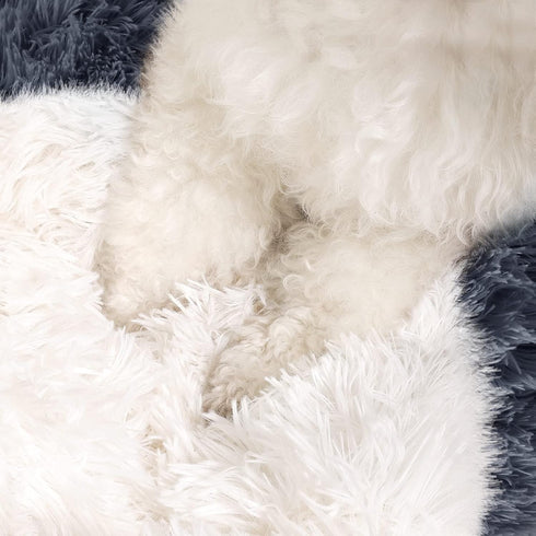NOYAL Round Hooded Plush Dog Bed, Anti-Anxiety Fluffy Donut Cave for Small Medium Dogs and Cats