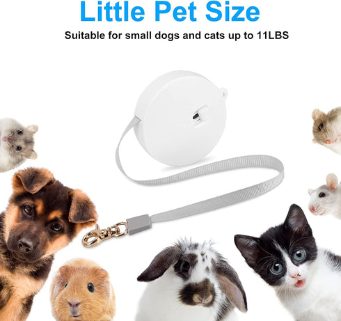 Retractable Dog Leash for Small Dogs Cats up to 11lbs, 6.5ft Anti-Pull Nylon Tape, White Round