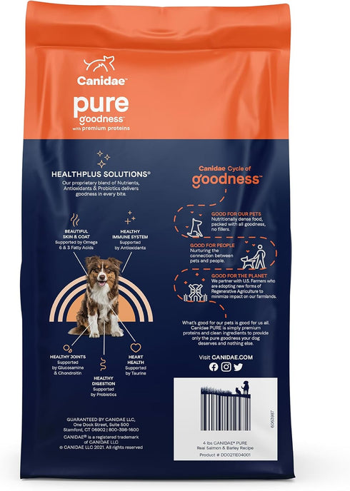 CANIDAE Pure Limited Ingredient Premium Adult Dry Dog Food: Real Salmon & Barley Recipe, 4 lbs