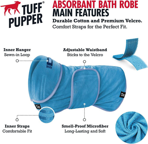 800 Tuff Pupper Fast Drying Dog Bath Robe | GSM Plush Dog Towel Bathrobe/Dressing Gown | Super Absorbent Pet/Puppy