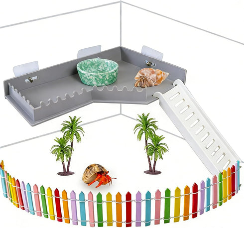 Hamiledyi Hermit Crab Platform with Ladder Climbing Toys Hermit Crab Climbing Wall