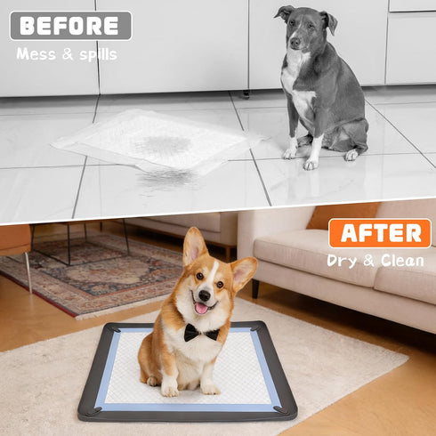 Dogs,24"x 24" Dog Pee Pad Holder for Small Non Slip Silicone Puppy Pad Holder with Magnetic Snaps Reusable High Edge