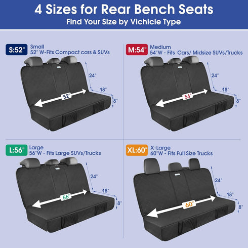 900D 3 ALLANSING Upgraded Heavy Duty Dog Back Bench Seat Cover, Car Seat Protector, Seatbelts & Armrest Compatible